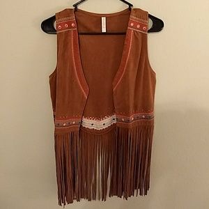 Brown Frayed Vest